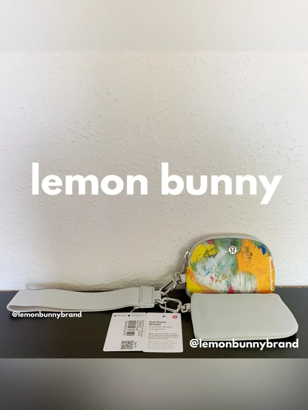 🎨🤍🎨 8 lululemon Dual Pouch Wristlets in No Limits White Multi Mystery Patterns